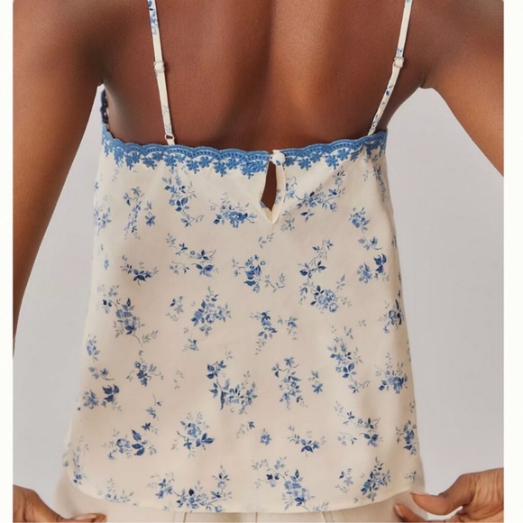 Reformation Shayna Top Blue Ivory Floral Camisole Casual - Picture 3 of 6
